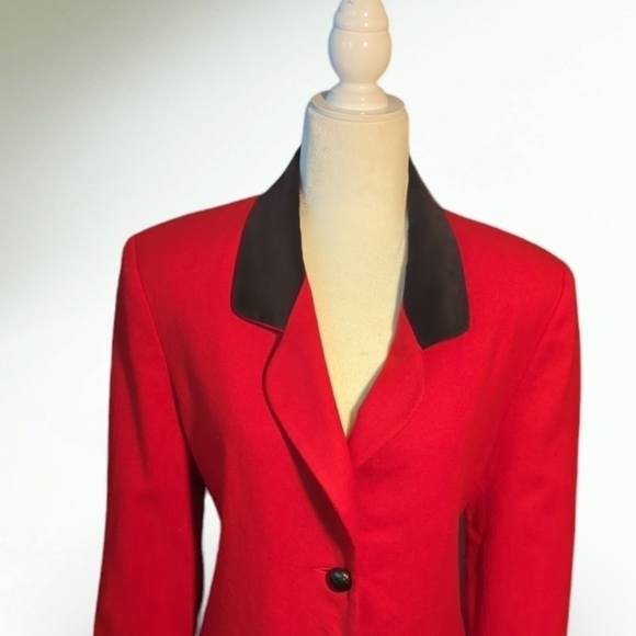 Bloomingdales classic Red wool riding coat equestrian style long blazer sz 8 - Picture 2 of 11